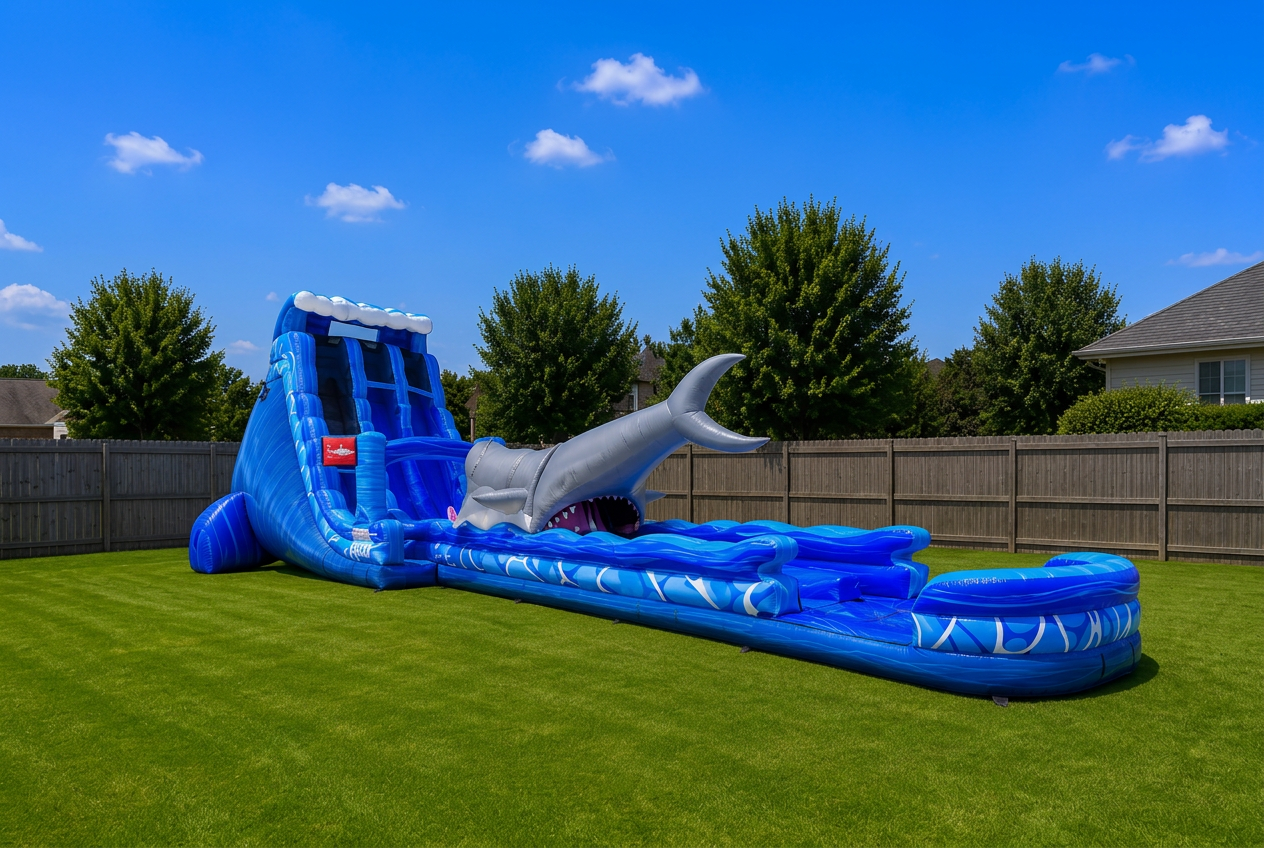 24ft Giant Shark Run Slip & Slide